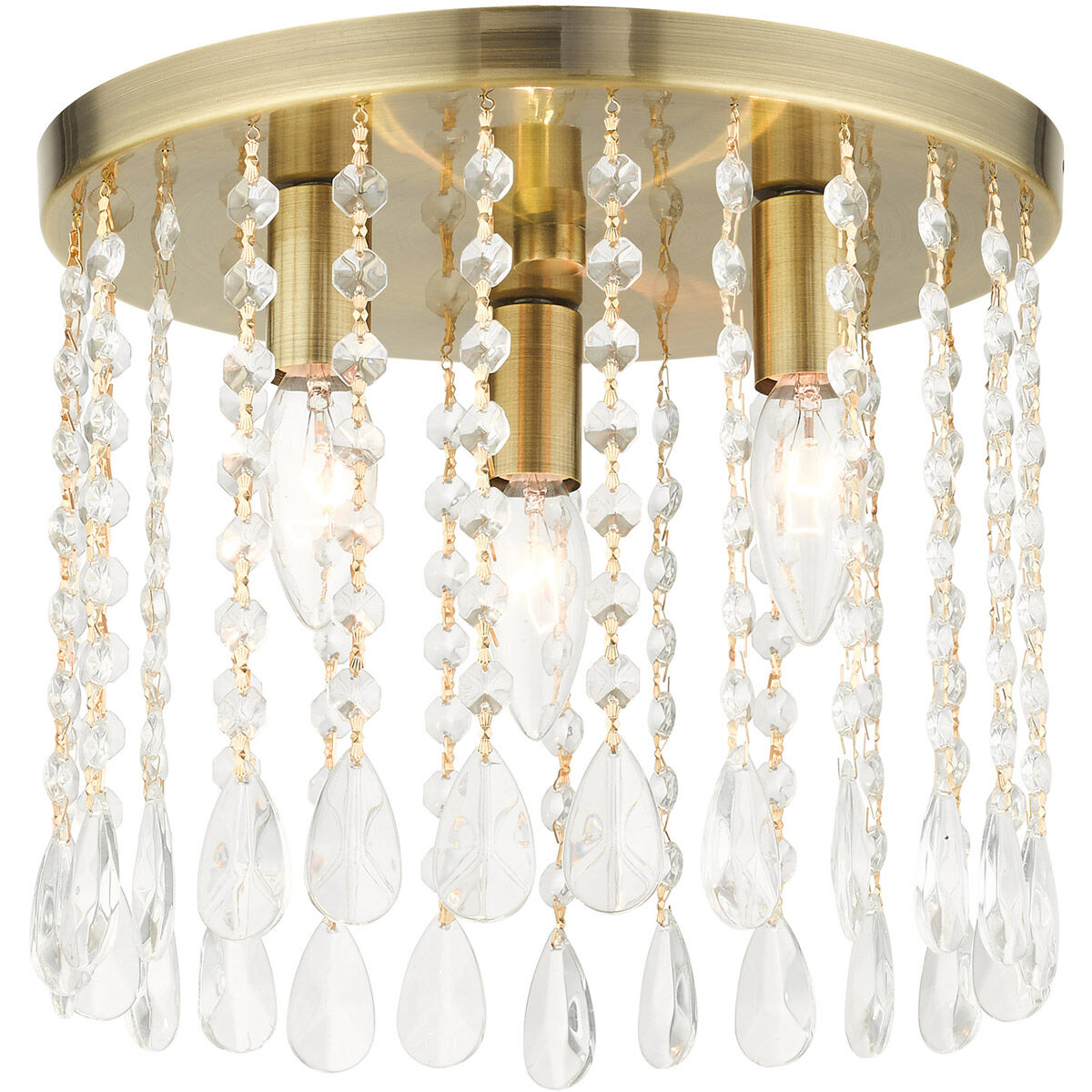 Elizabeth 3 Light 11 inch Antique Brass Flush Mount Ceiling Light