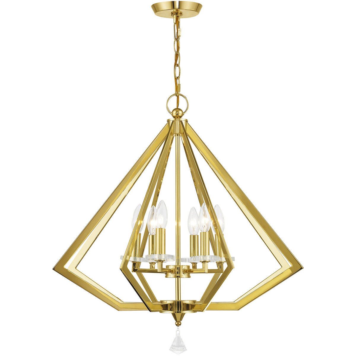 Diamond 6 Light 25 inch Polished Brass Chandelier Ceiling Light