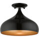 Amador 1 Light 12 inch Shiny Black with Polished Chrome Accents Semi-Flush Mount Ceiling Light