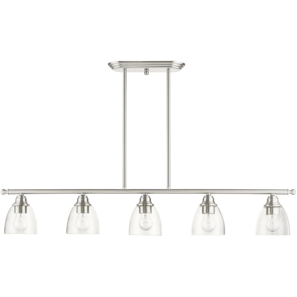 Montgomery 5 Light 45 inch Brushed Nickel Linear Chandelier Ceiling Light