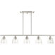 Montgomery 5 Light 45 inch Brushed Nickel Linear Chandelier Ceiling Light