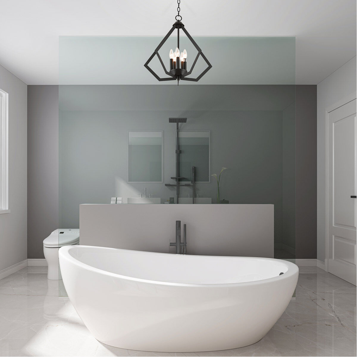 Prism 5 Light 20 inch Bronze Chandelier Ceiling Light