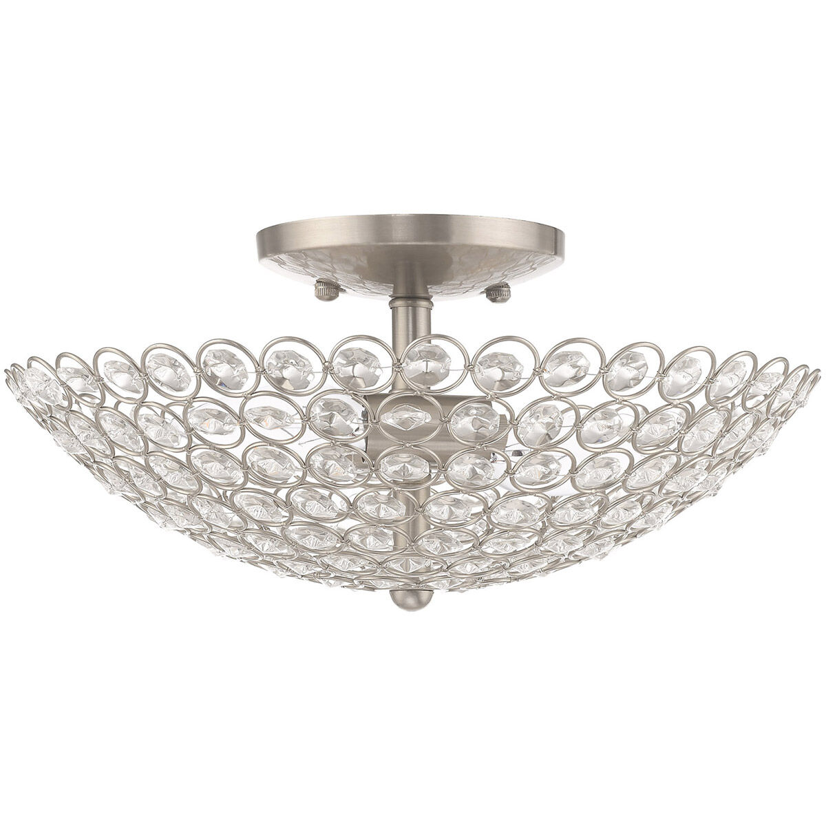 Cassandra 2 Light 13 inch Brushed Nickel Semi-Flush Mount Ceiling Light