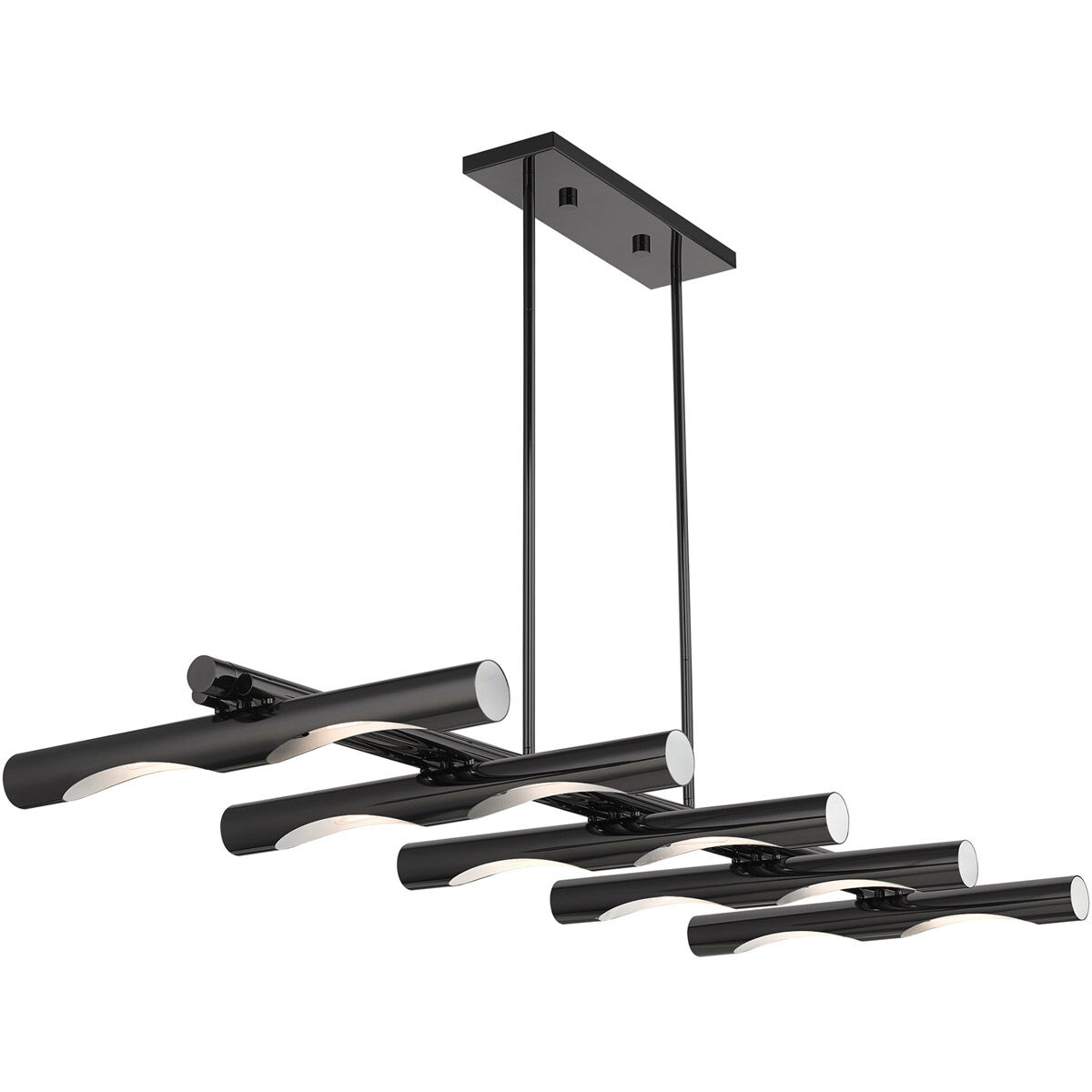 Acra 10 Light 50 inch Black Chrome Linear Chandelier Ceiling Light