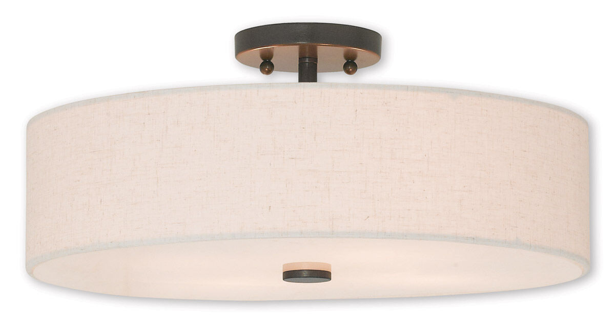 Meridian 4 Light 18 inch English Bronze Semi-Flush Mount Ceiling Light