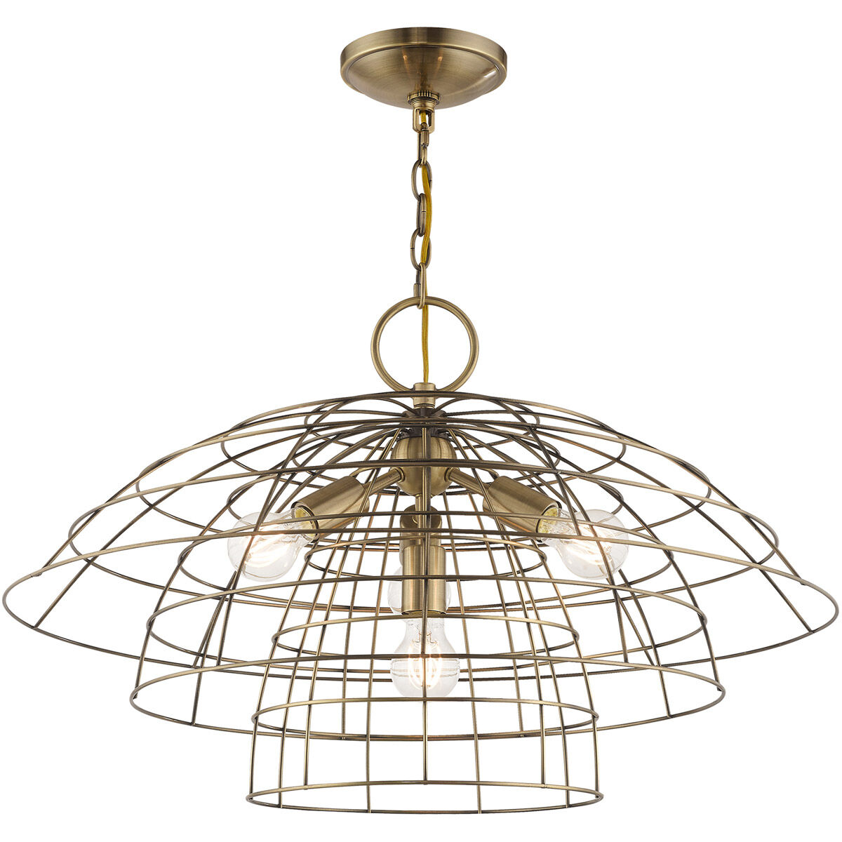 Brooklyn 4 Light 28 inch Antique Brass Chandelier Ceiling Light