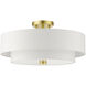 Meridian 4 Light 18 inch Satin Brass Semi Flush Ceiling Light 