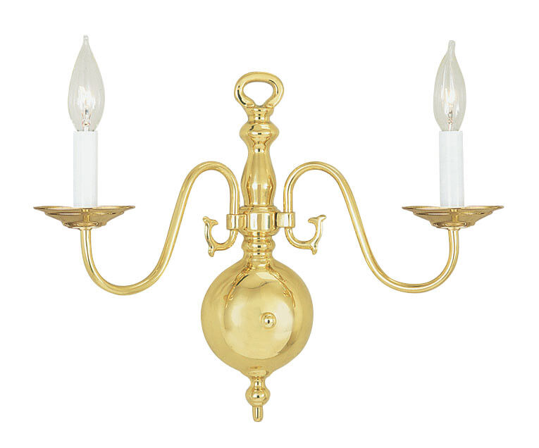 Williamsburgh 2 Light 13 inch Polished Brass Wall Sconce Wall Light