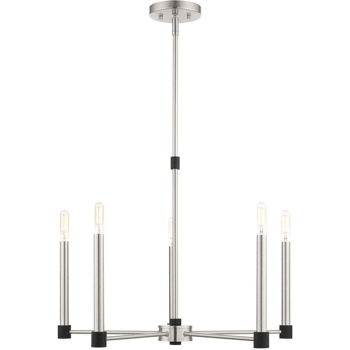 Karlstad 5 Light 24 inch Brushed Nickel with Satin Brass Accents Chandelier Ceiling Light