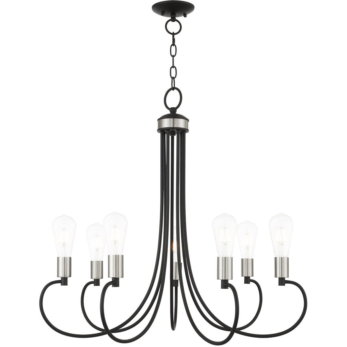 Bari 7 Light 30 inch Black with Brushed Nickel Accents Chandelier Ceiling Light