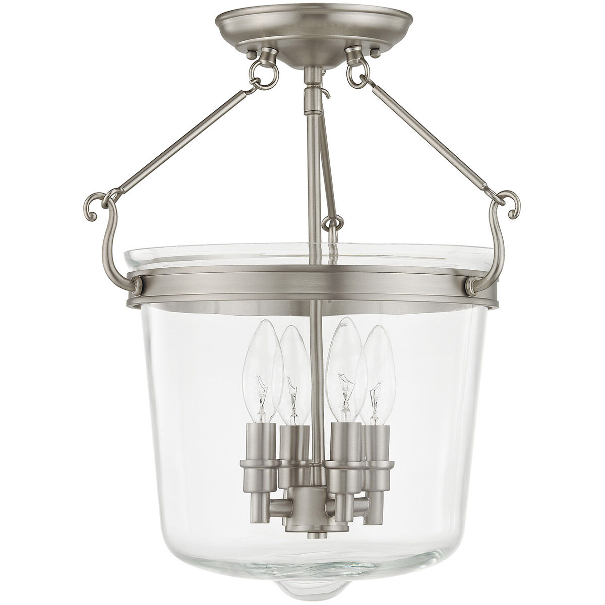 Rockford 4 Light 14.25 inch Brushed Nickel Semi-Flush Mount Ceiling Light