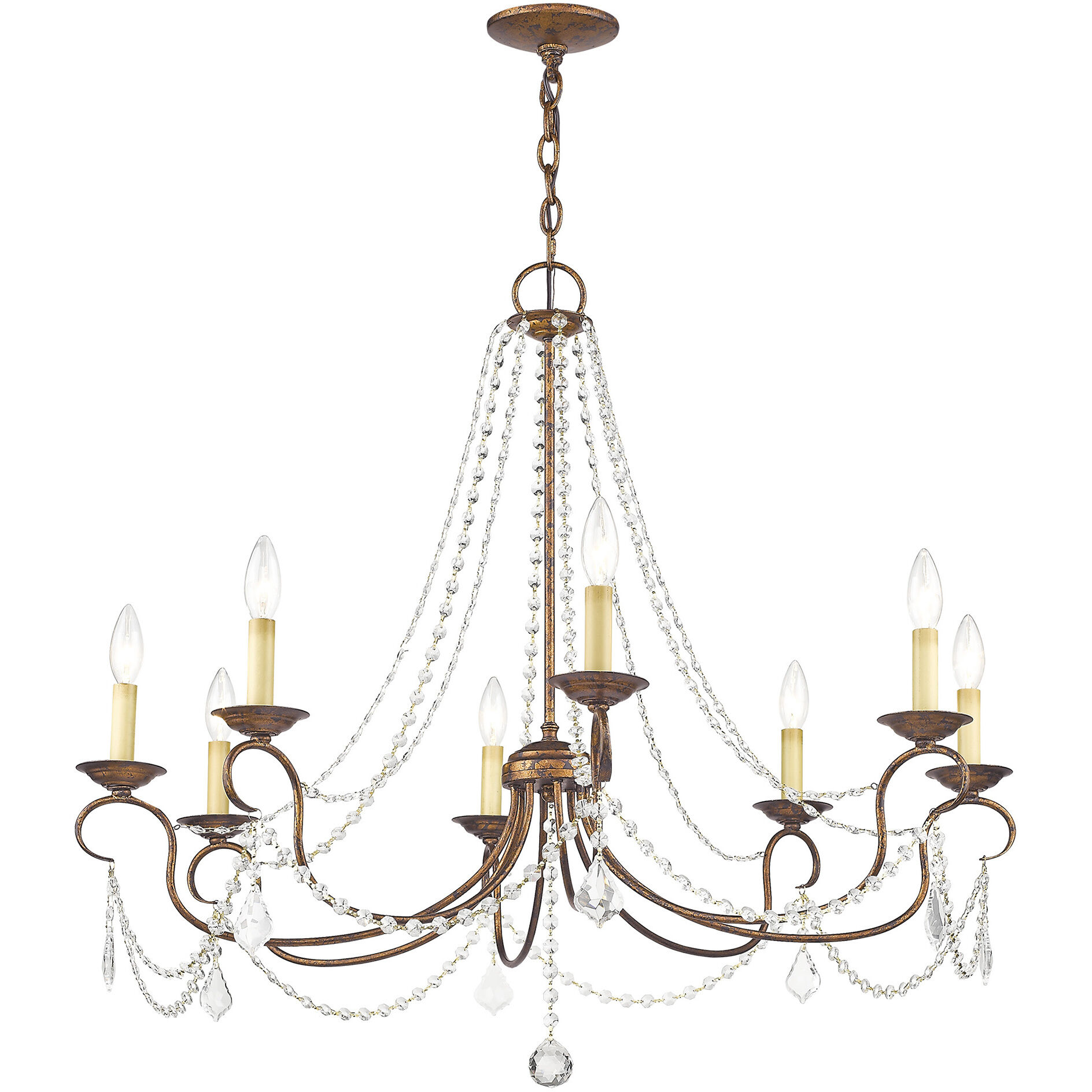 Pennington 8 Light 34 inch Hand Applied Venetian Golden Bronze Chandelier Ceiling Light