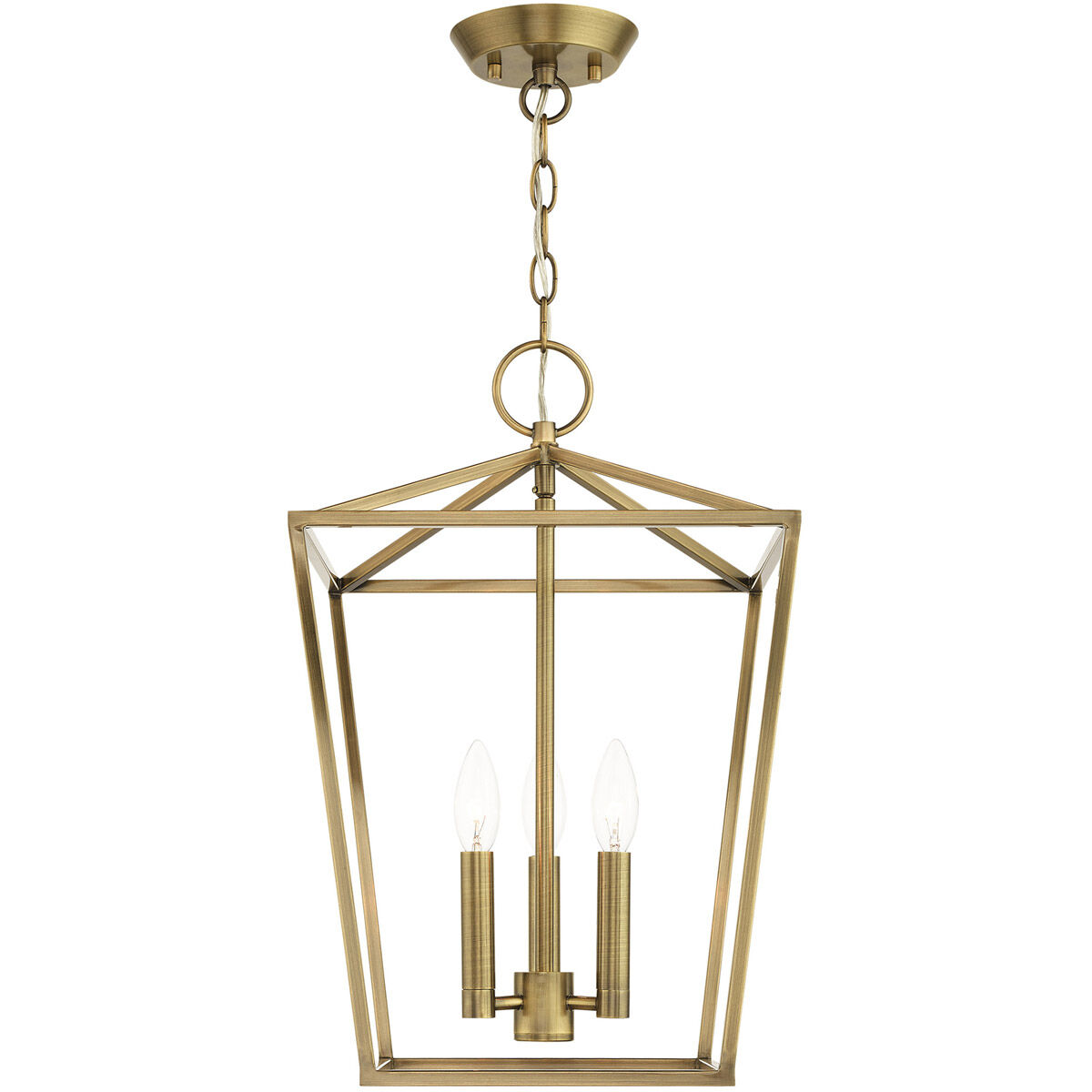 Devone 3 Light 13 inch Antique Brass Convertible Semi Flush/Lantern Ceiling Light