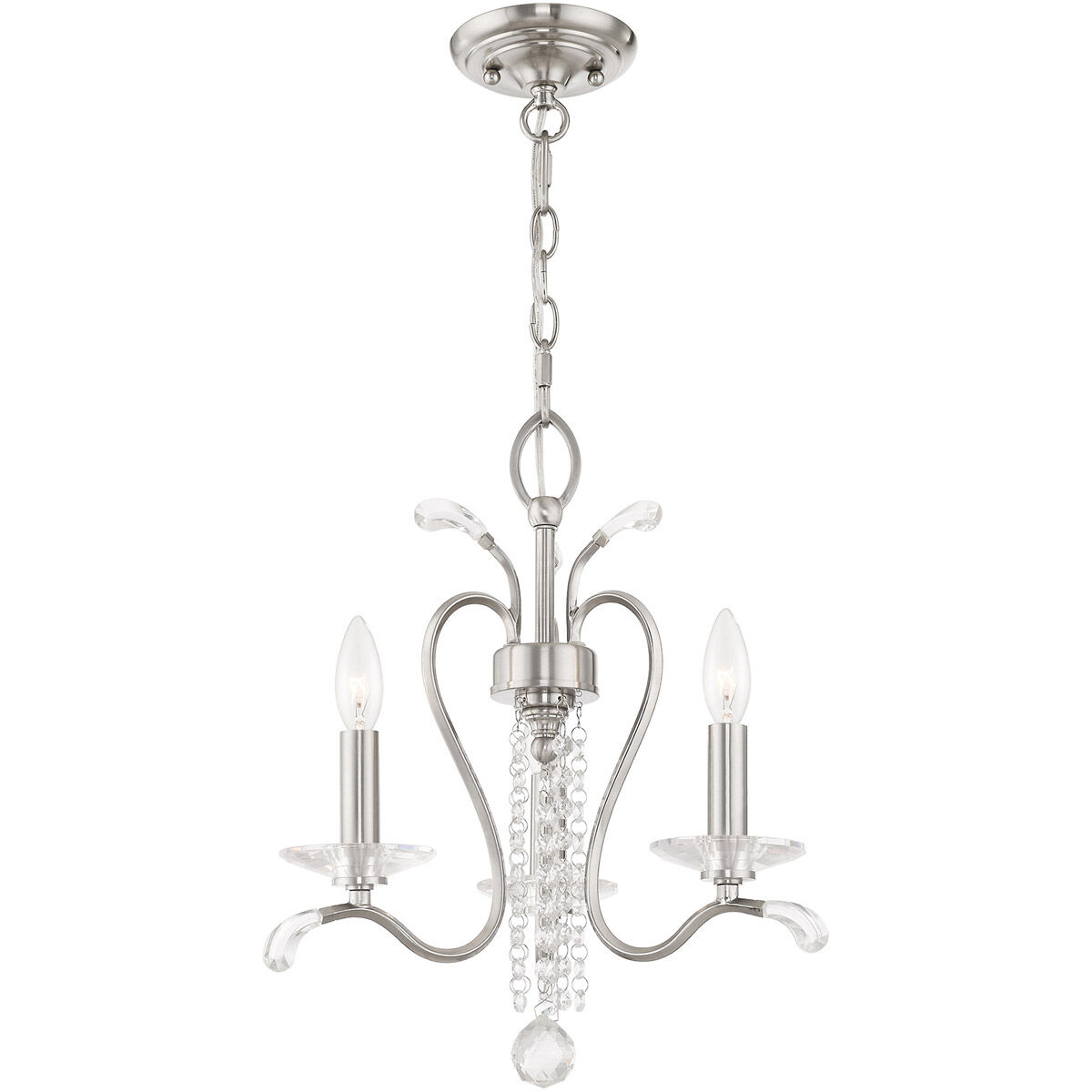 Serafina 3 Light 16.5 inch Brushed Nickel Convertible Mini Chandelier/Ceiling Mount Ceiling Light