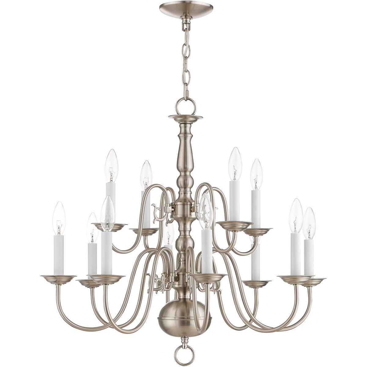 Williamsburgh 12 Light 26 inch Brushed Nickel Chandelier Ceiling Light