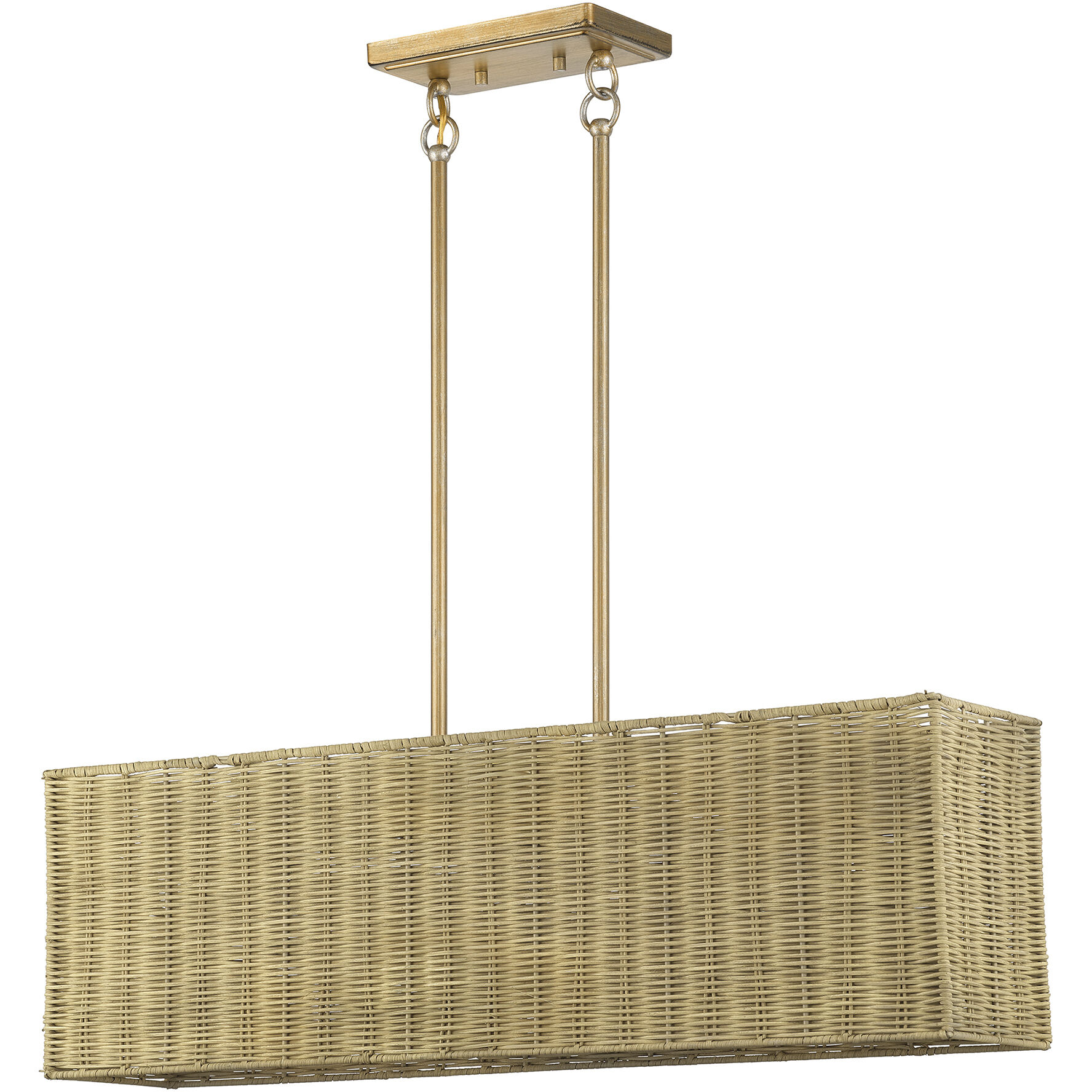 Weavington 3 Light 30 inch Antique Gold Leaf Linear Chandelier Ceiling Light, Medium