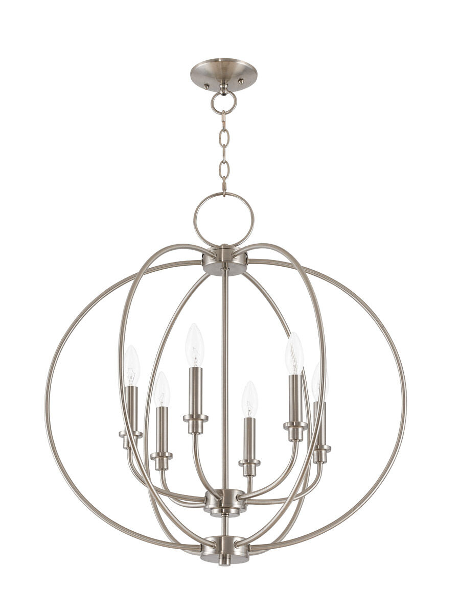Milania 6 Light 25 inch Brushed Nickel Chandelier Ceiling Light