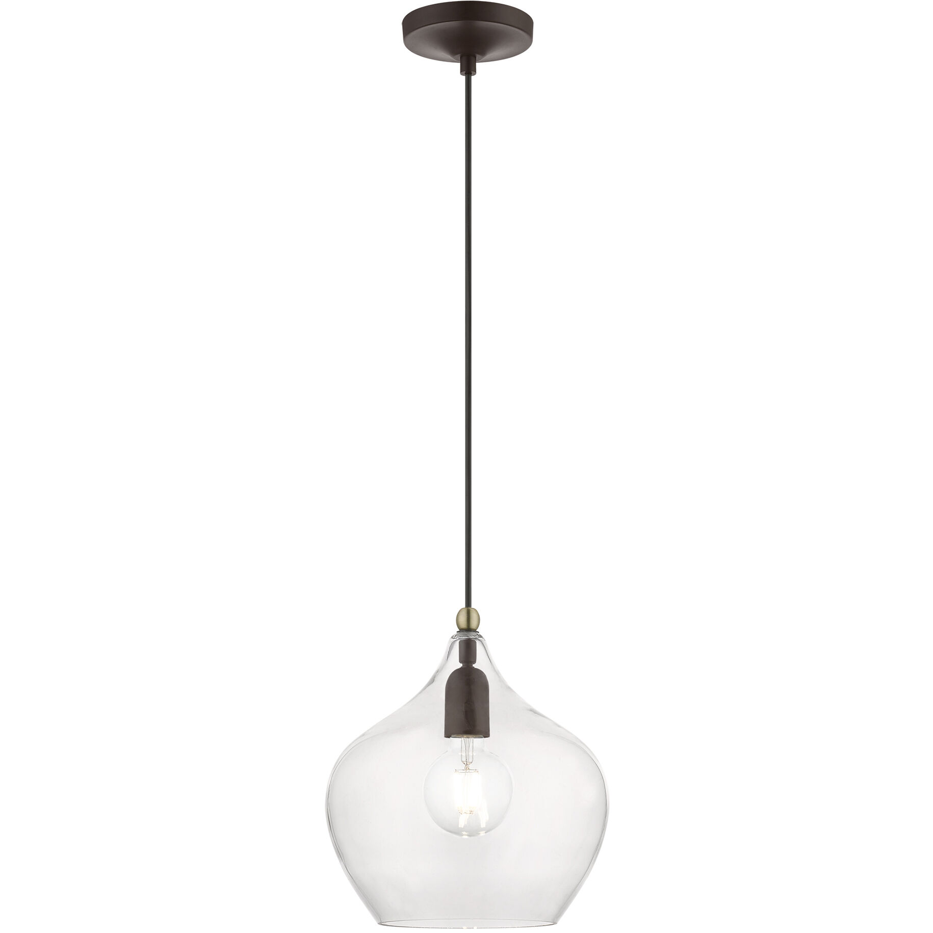 Aldrich 1 Light 10 inch Bronze with Antique Brass Accent Pendant Ceiling Light