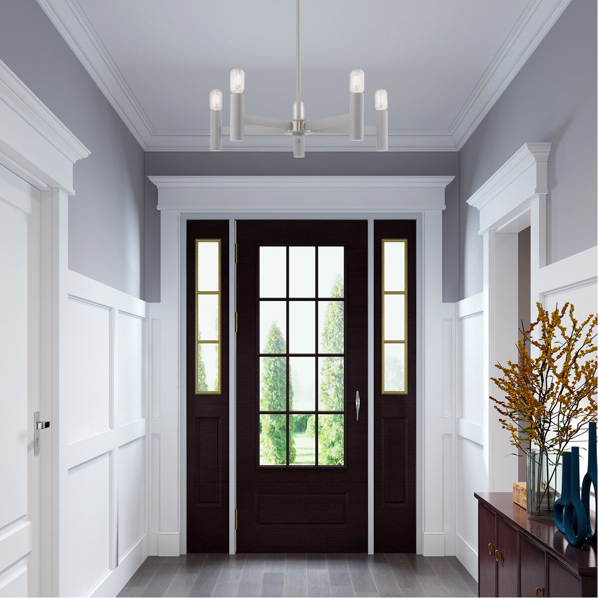 Copenhagen 5 Light 25 inch Nordic Gray Chandelier Ceiling Light