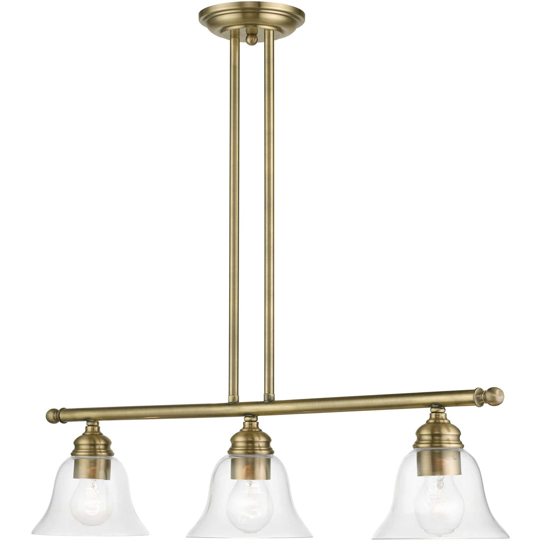 Moreland 3 Light 30 inch Antique Brass Linear Chandelier Ceiling Light