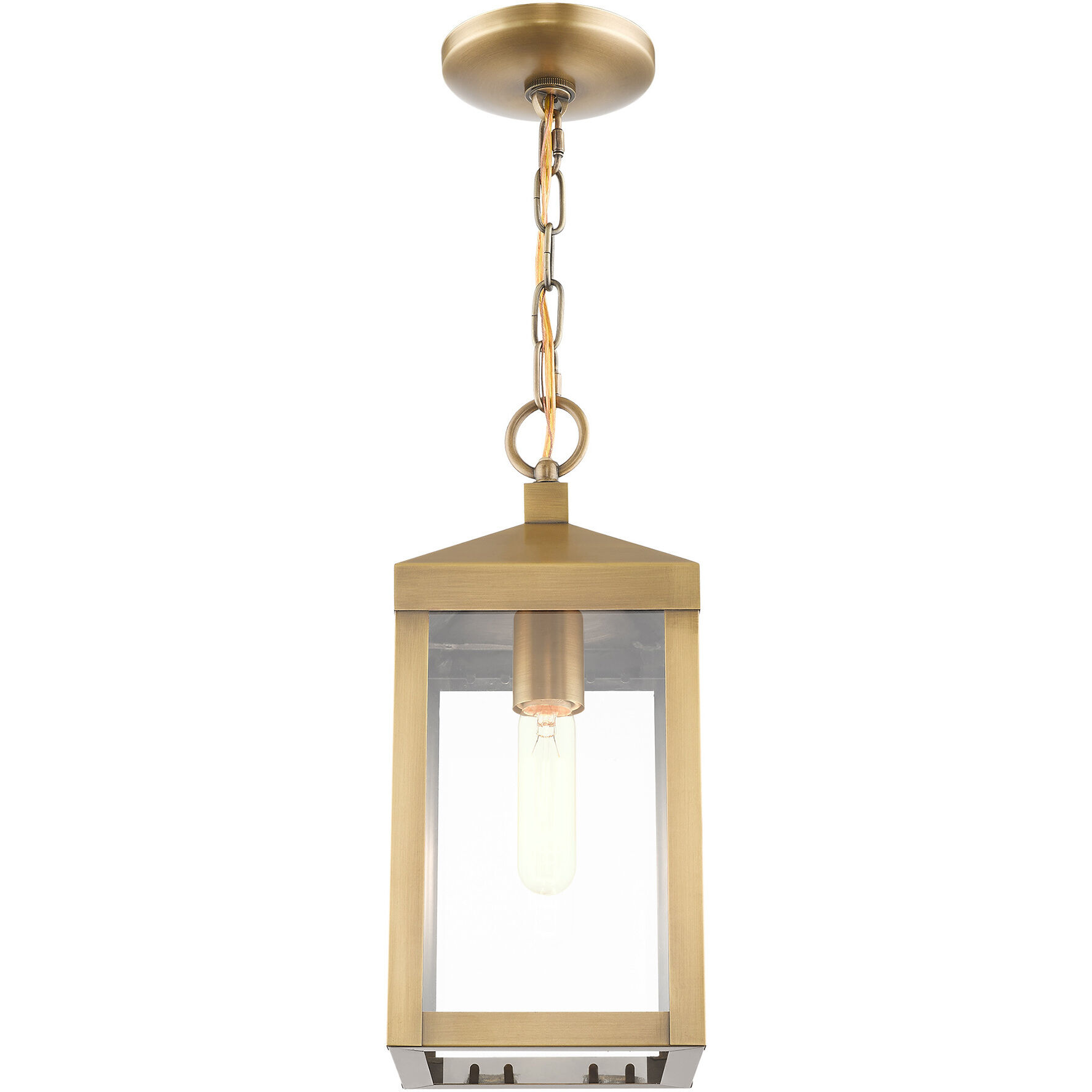 Nyack 1 Light 6 inch Antique Brass Outdoor Pendant Lantern