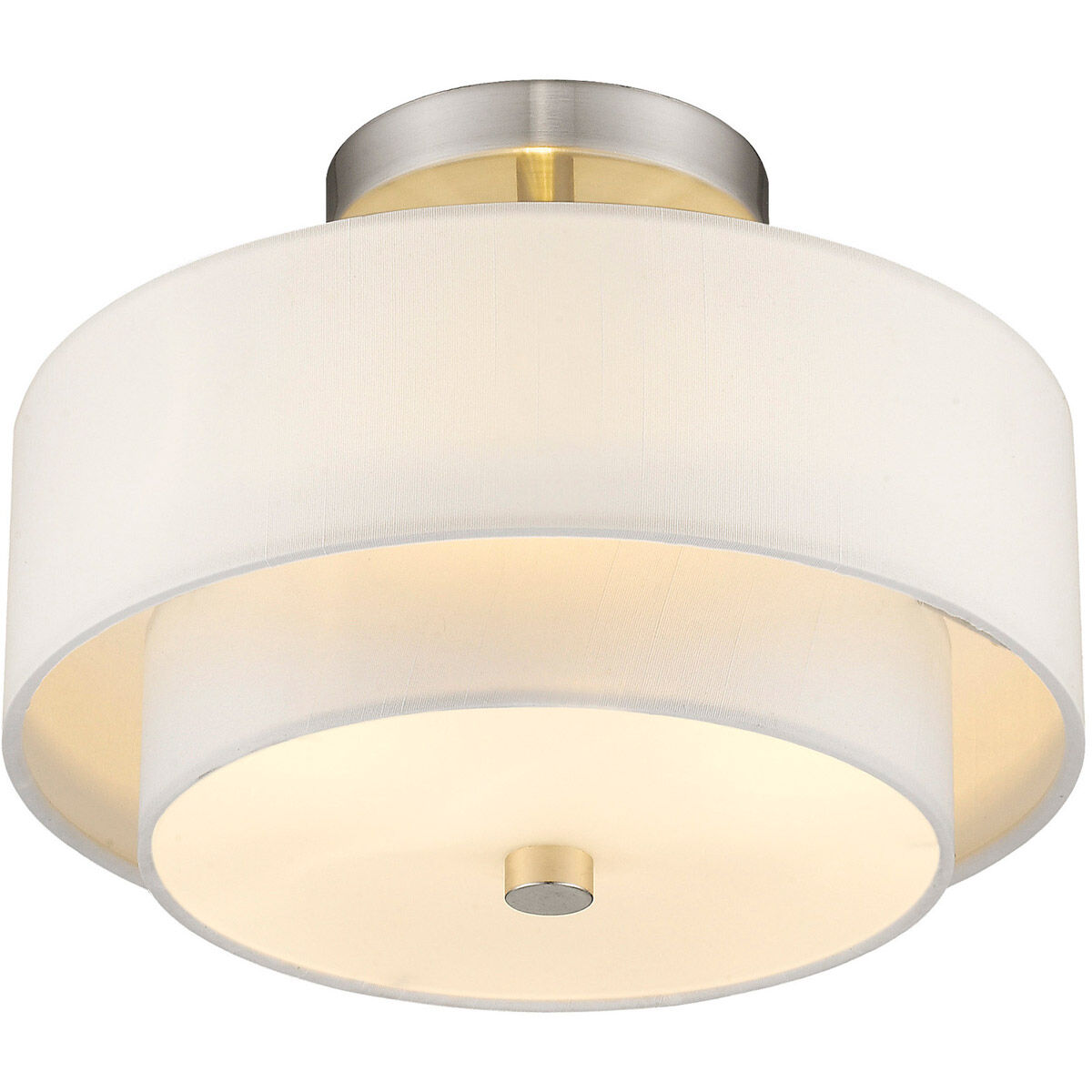 Claremont 2 Light 11 inch Brushed Nickel Semi-Flush Mount Ceiling Light