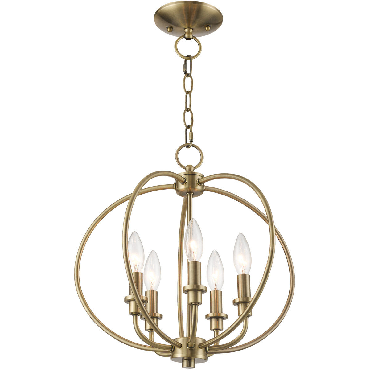 Milania 5 Light 16 inch Antique Brass Convertible Mini Chandelier/Ceiling Mount Ceiling Light