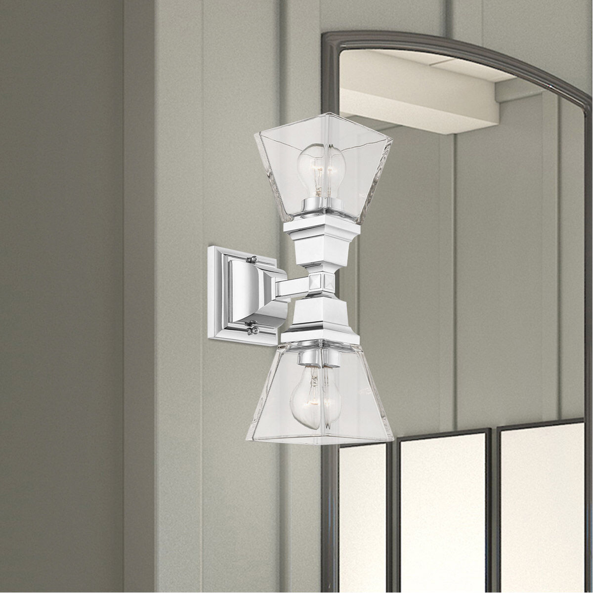 Mission 2 Light 5 inch Polished Chrome Sconce Wall Light