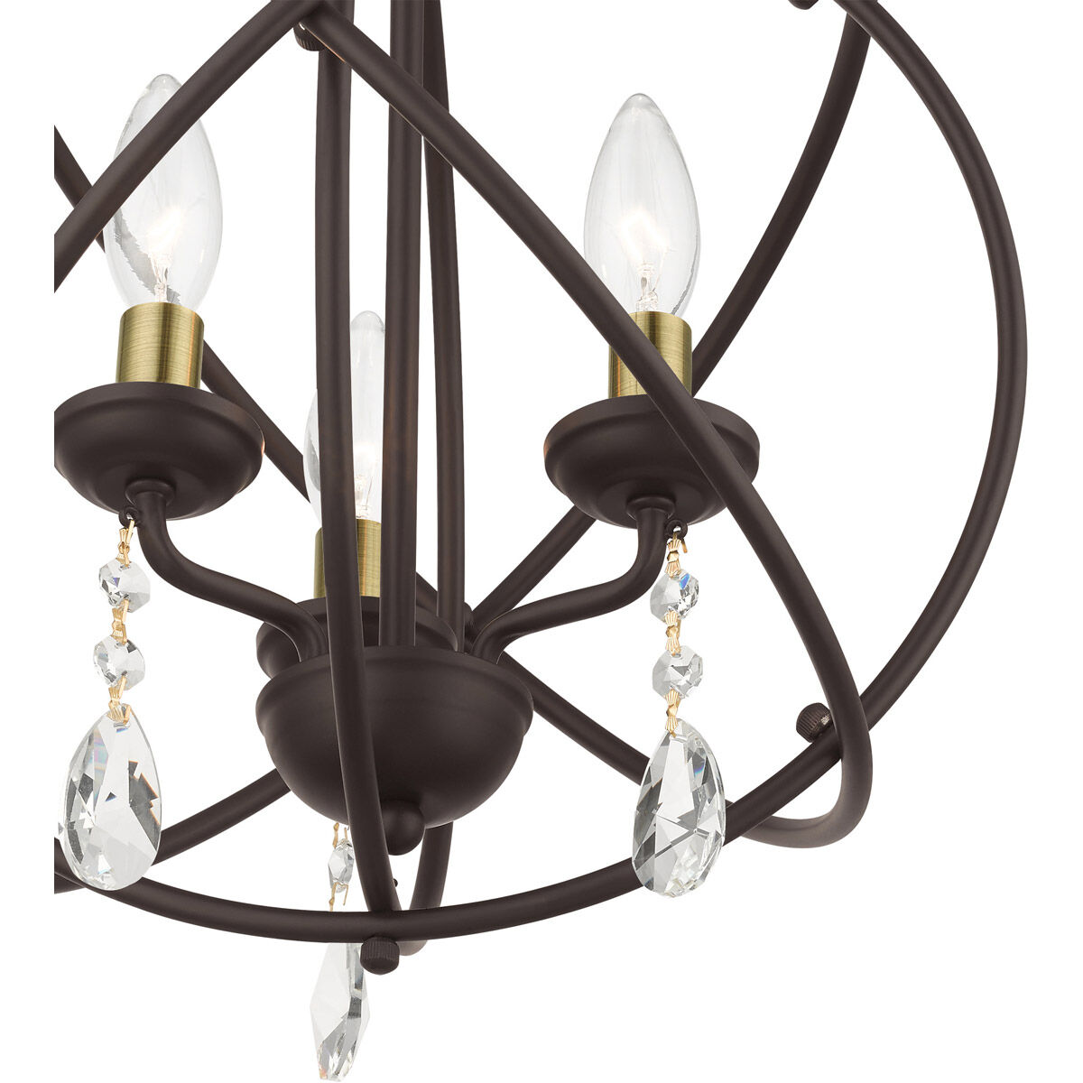 Aria 3 Light 15.5 inch Bronze Convertible Chandelier / Semi Flush Ceiling Light
