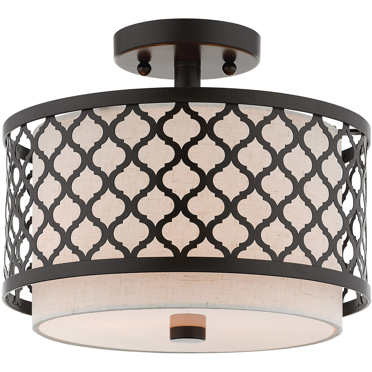 Arabesque 2 Light 12 inch English Bronze Semi-Flush Mount Ceiling Light