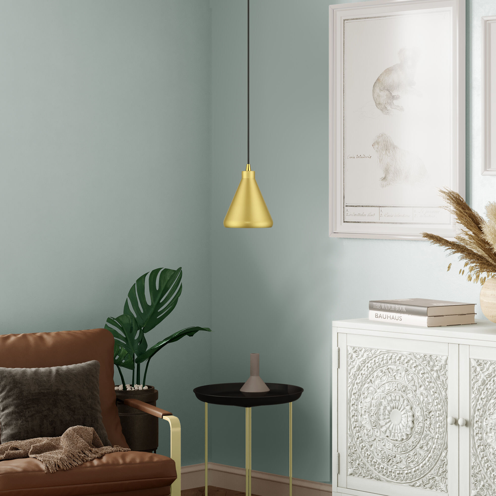 Geneva 1 Light 7 inch Soft Gold with Polished Brass Accents Mini Pendant Ceiling Light