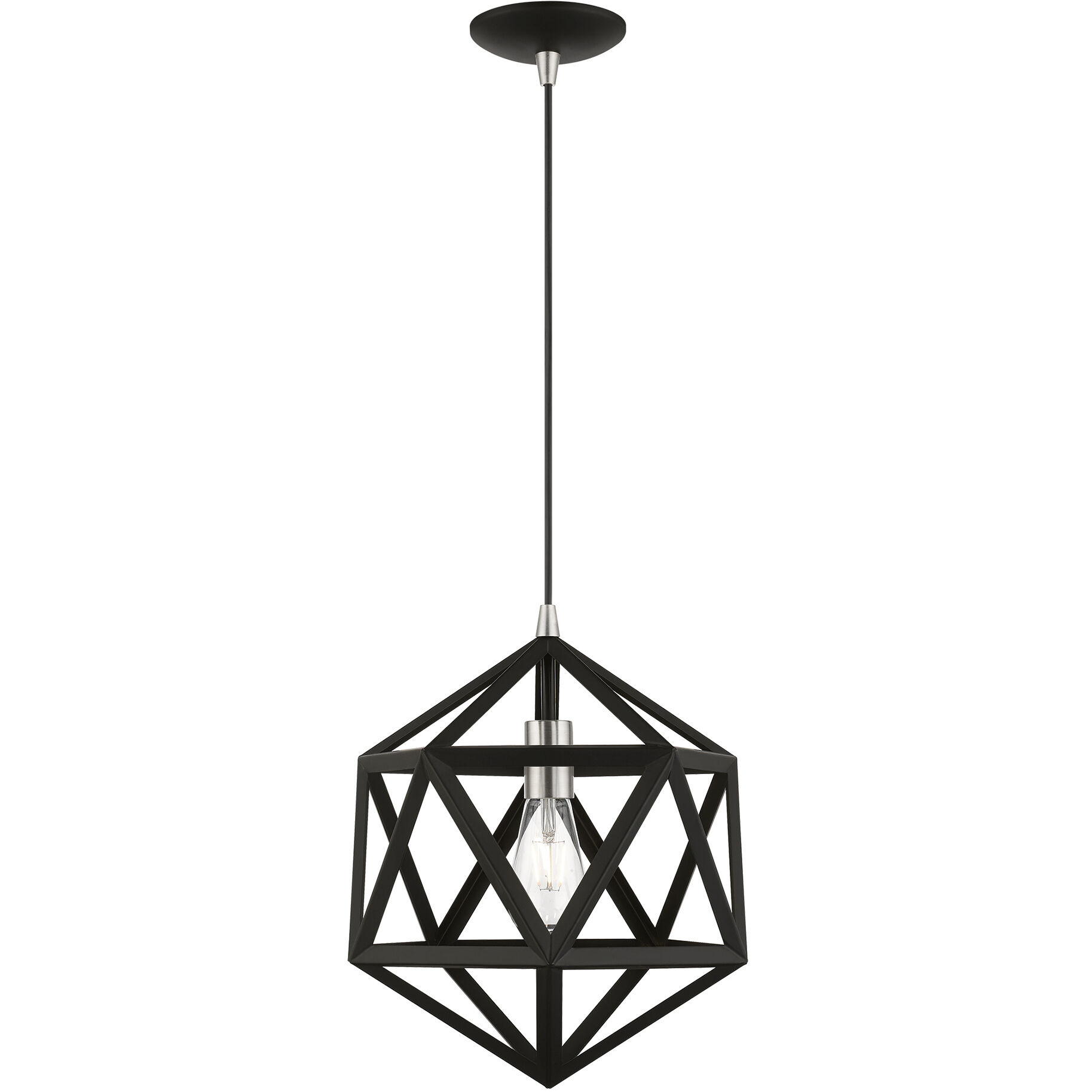 Ashland 1 Light 13 inch Black with Brushed Nickel Accents Pendant Ceiling Light