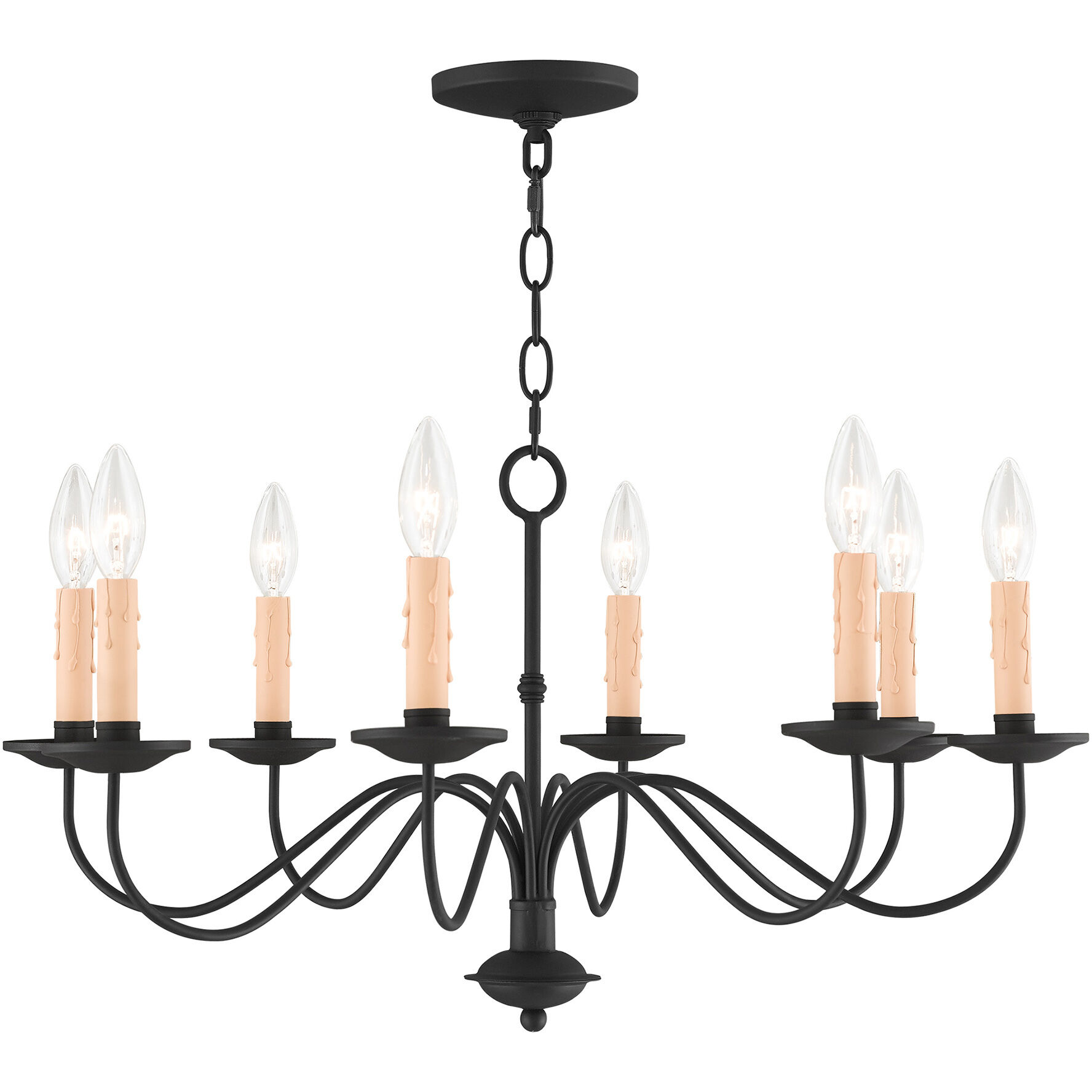 Heritage 8 Light 25 inch Black Chandelier Ceiling Light