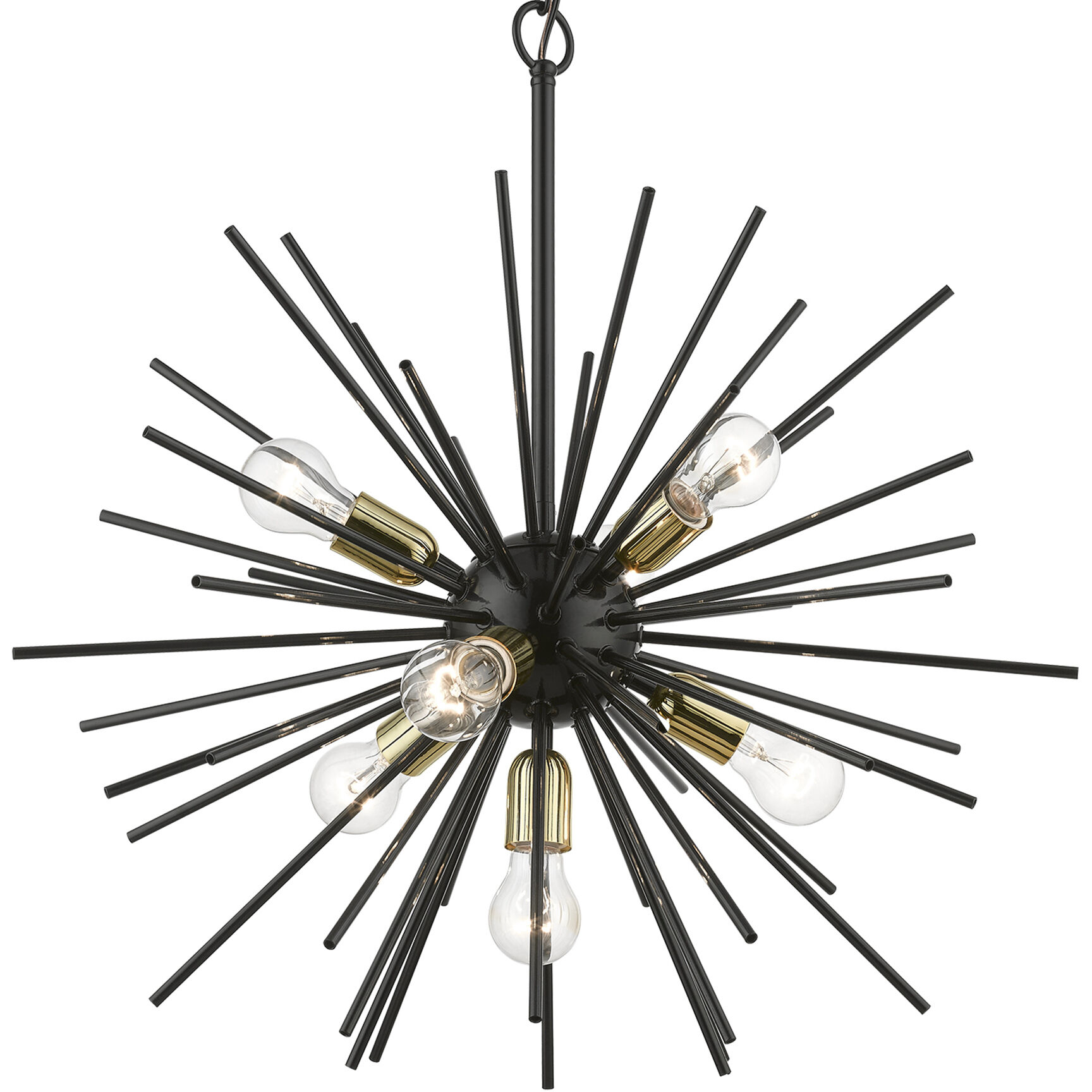 Tribeca 7 Light 25 inch Shiny Black with Polished Brass Accents Pendant Chandelier Ceiling Light