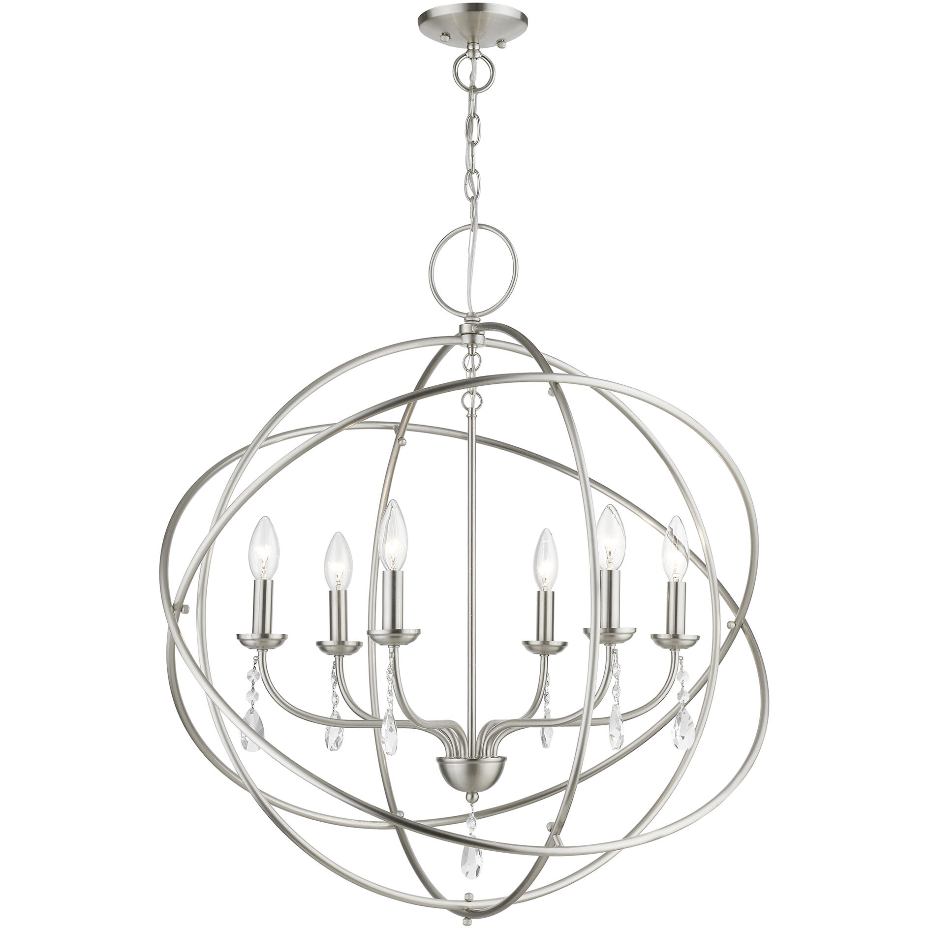 Aria 6 Light 28 inch Brushed Nickel Pendant Chandelier Ceiling Light, Globe