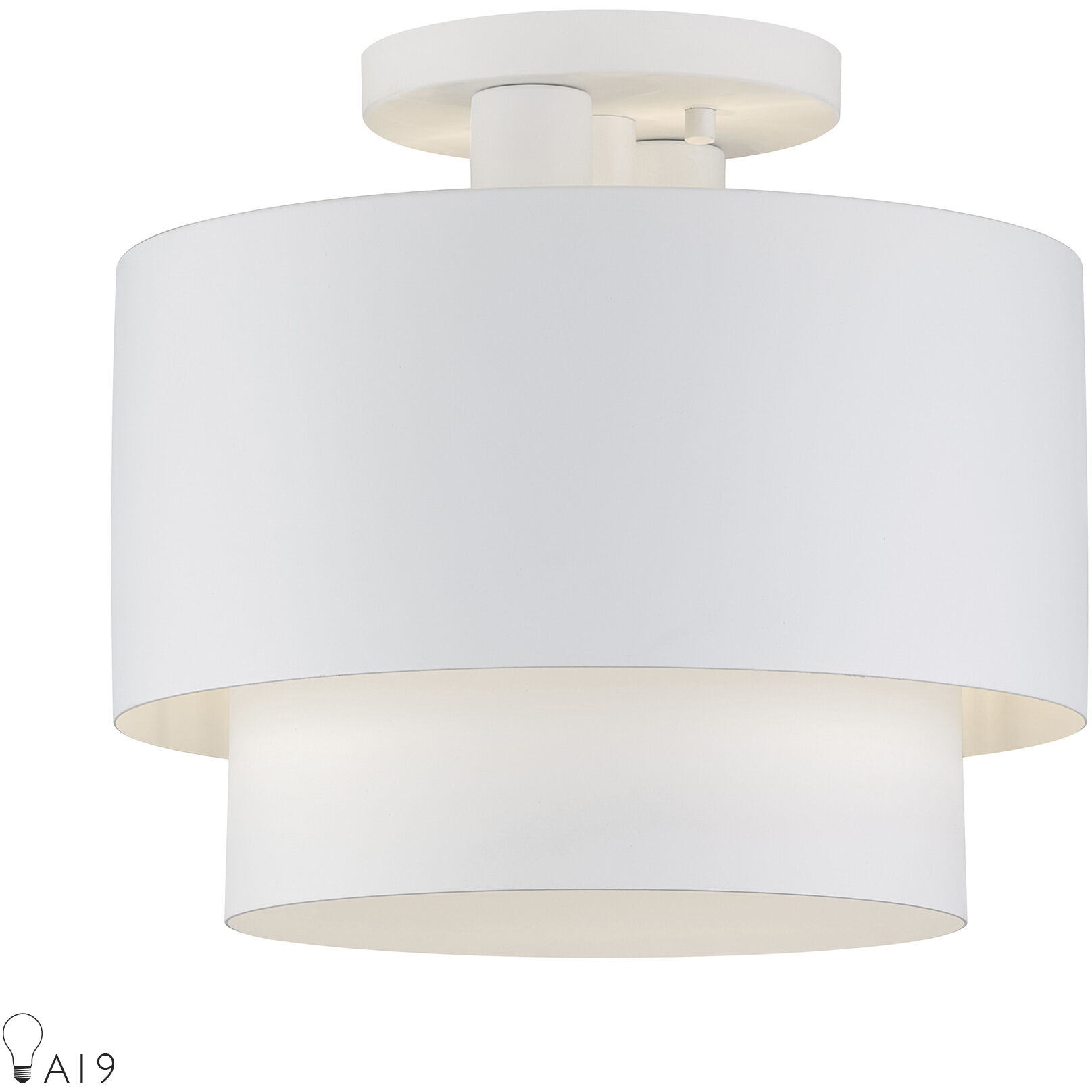 Zolana 2 Light 12 inch White Semi Flush Mount Ceiling Light, Medium