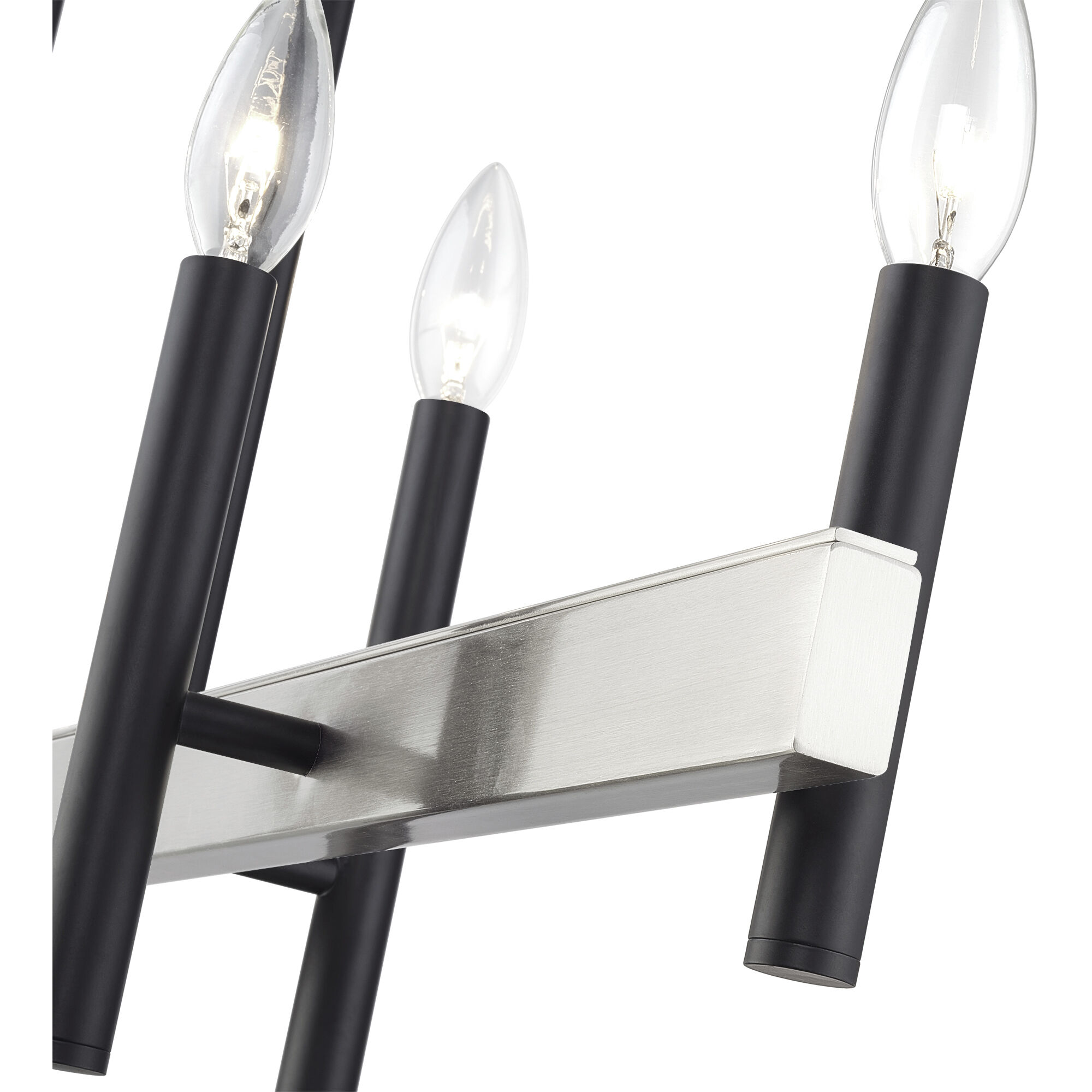 Denmark 6 Light 40 inch Black with Brushed Nickel Accents Linear Chandelier Ceiling Light