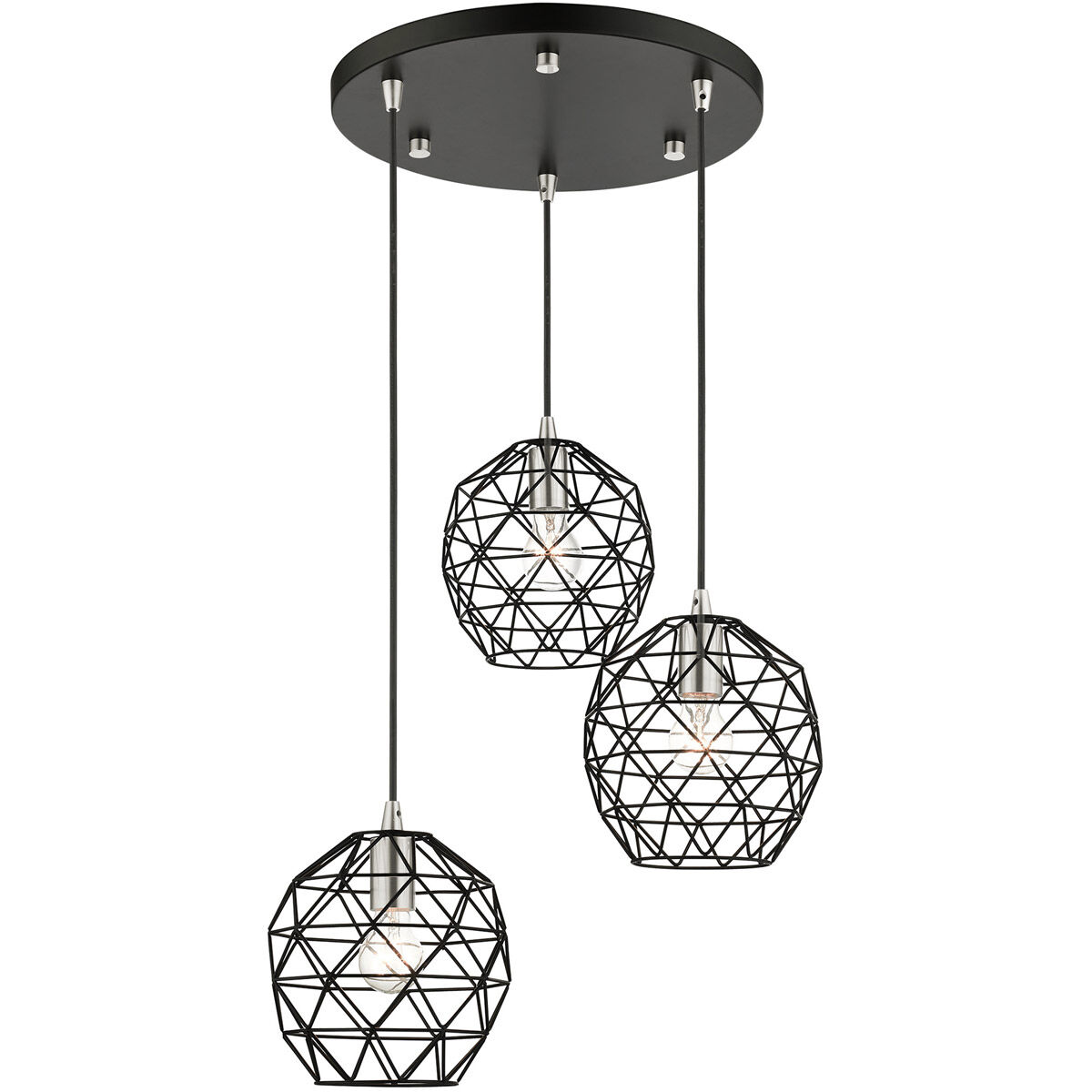 Geometrix 3 Light 20 inch Black Pendant Ceiling Light