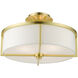 Wesley 3 Light 16 inch Satin Brass Semi Flush Ceiling Light