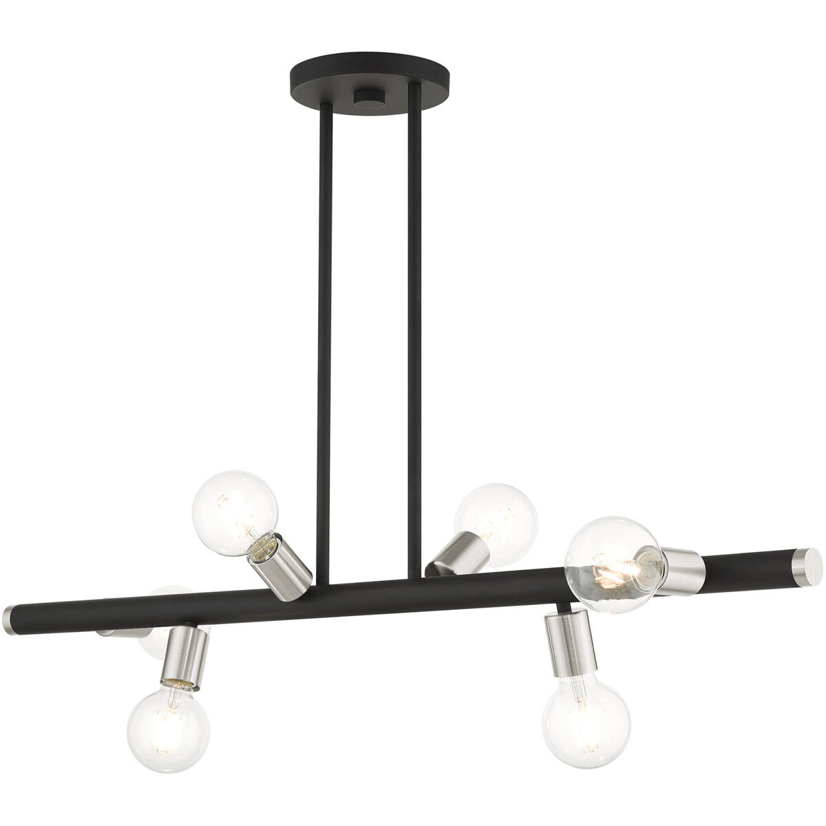 Bannister 6 Light 37 inch Black Linear Chandelier Ceiling Light
