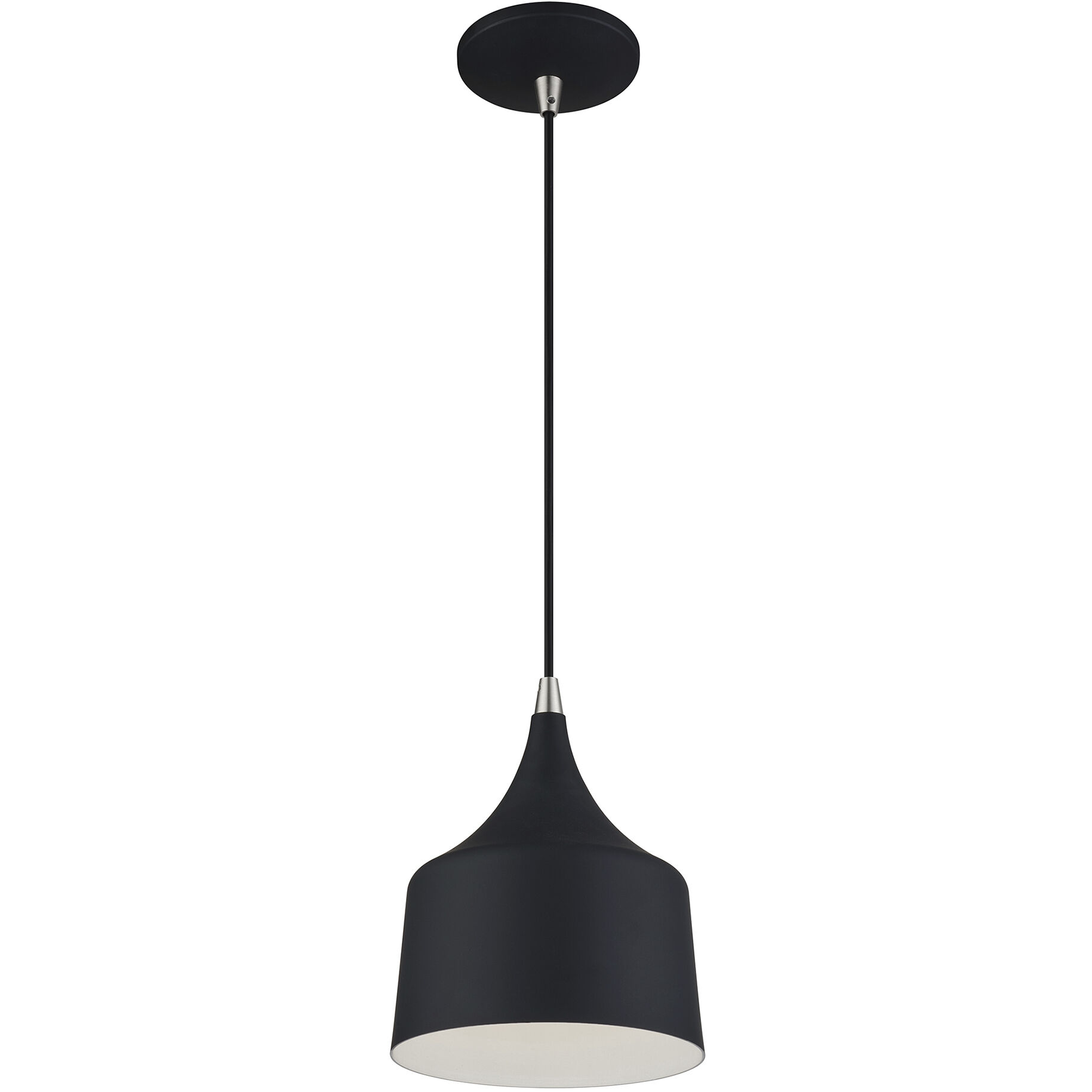 Bolita 8 inch Black with Brushed Nickel Accents Pendant Ceiling Light