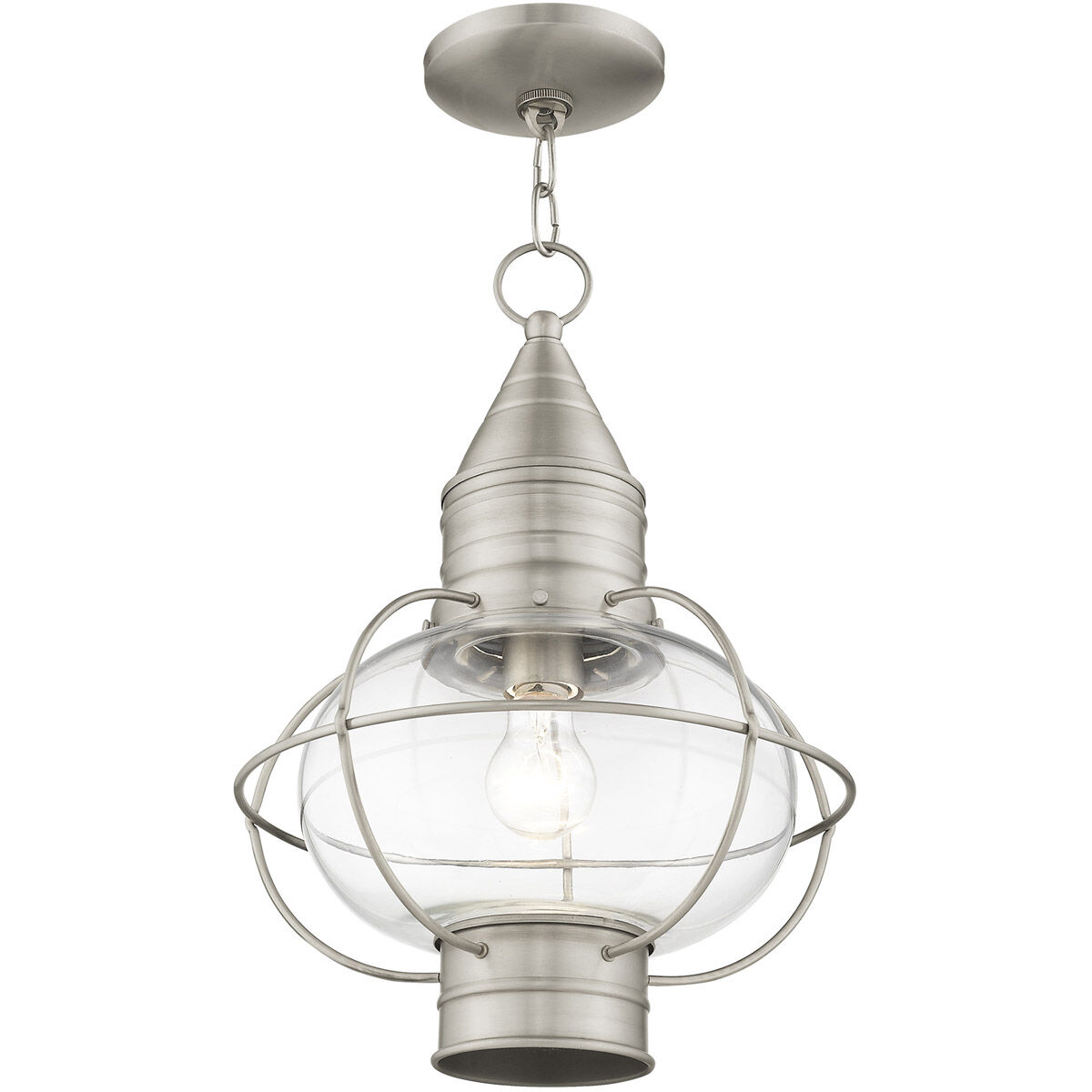Newburyport 1 Light 12 inch Brushed Nickel Outdoor Pendant Lantern