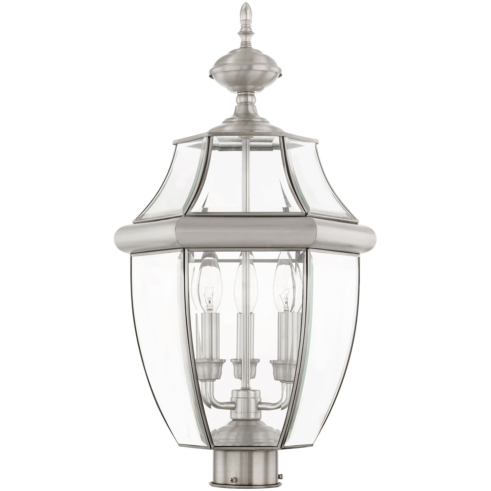 Monterey 3 Light 23.5 inch Brushed Nickel Outdoor Post Top Lantern