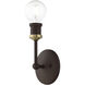 Lansdale 1 Light 5 inch Bronze with Antique Brass Accents Vanity Sconce Wall Light