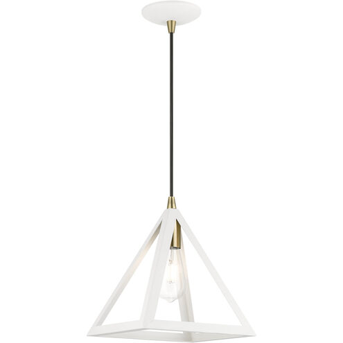 Pinnacle 1 Light 10 inch Textured White with Antique Brass Accents Pendant Ceiling Light