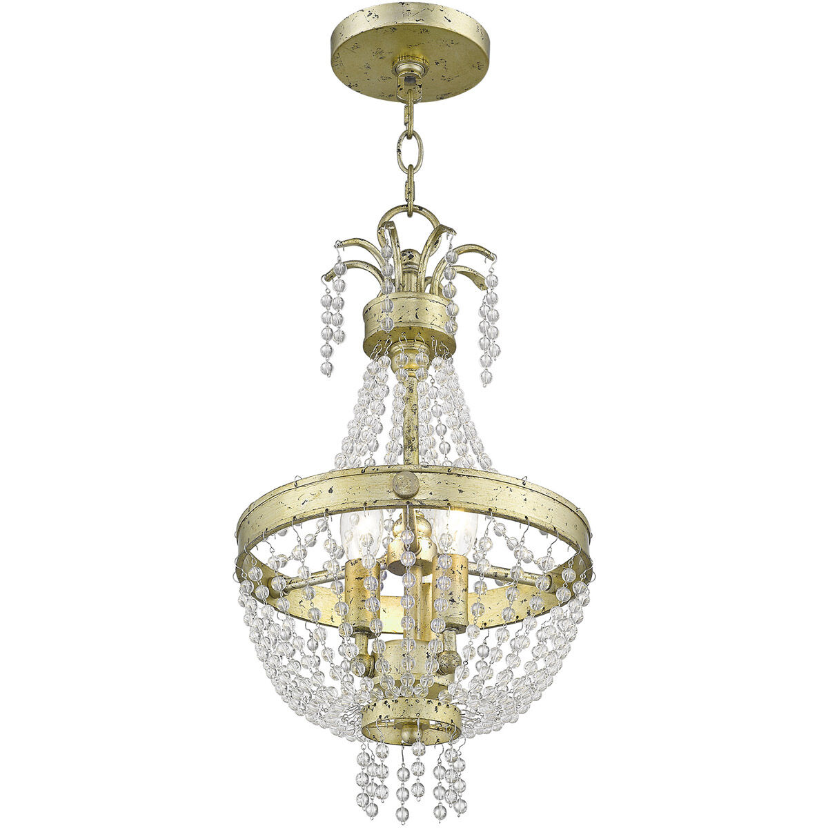 Valentina 3 Light 10 inch Hand Applied Winter Gold Pendant Ceiling Light