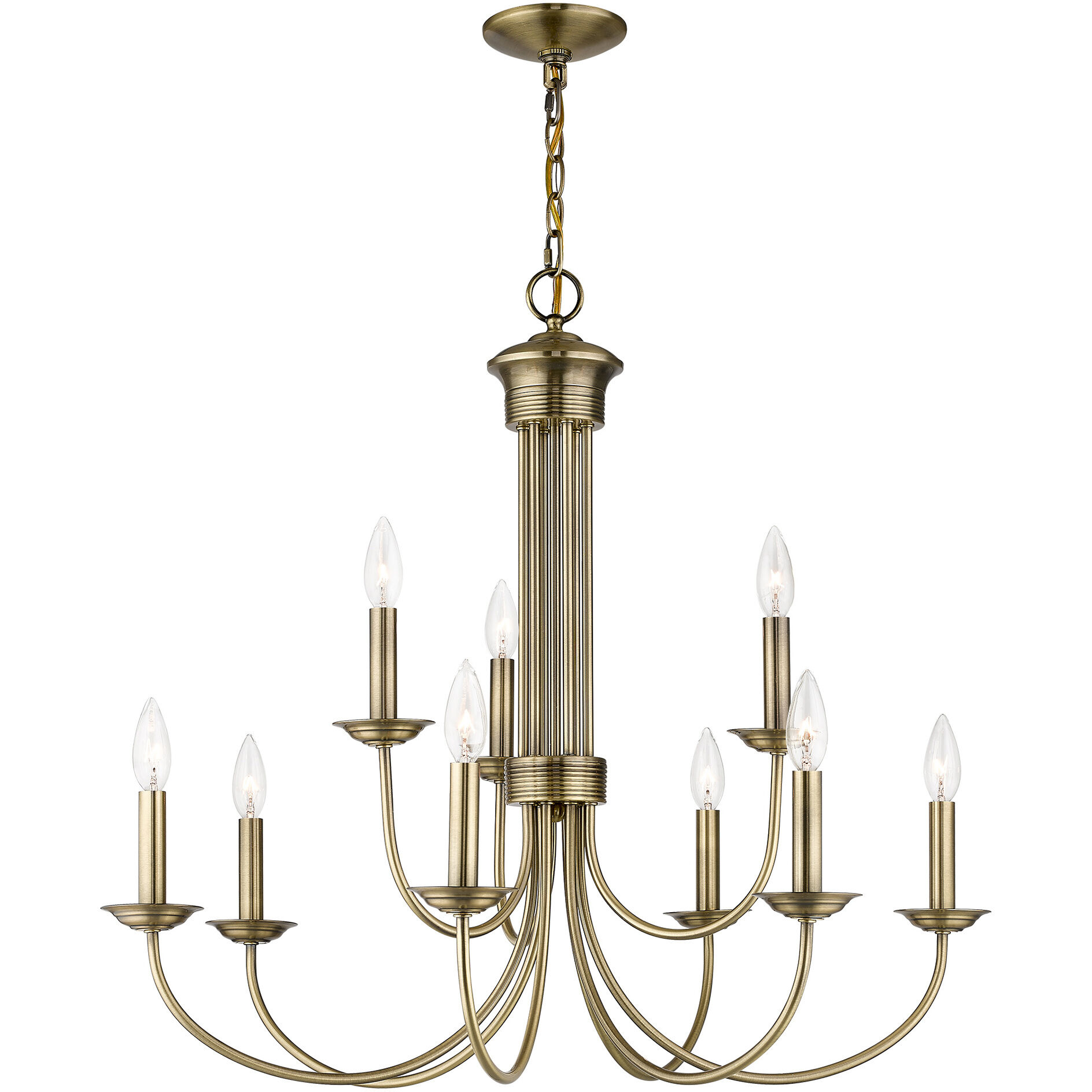 Estate 9 Light 30 inch Antique Brass Chandelier Ceiling Light