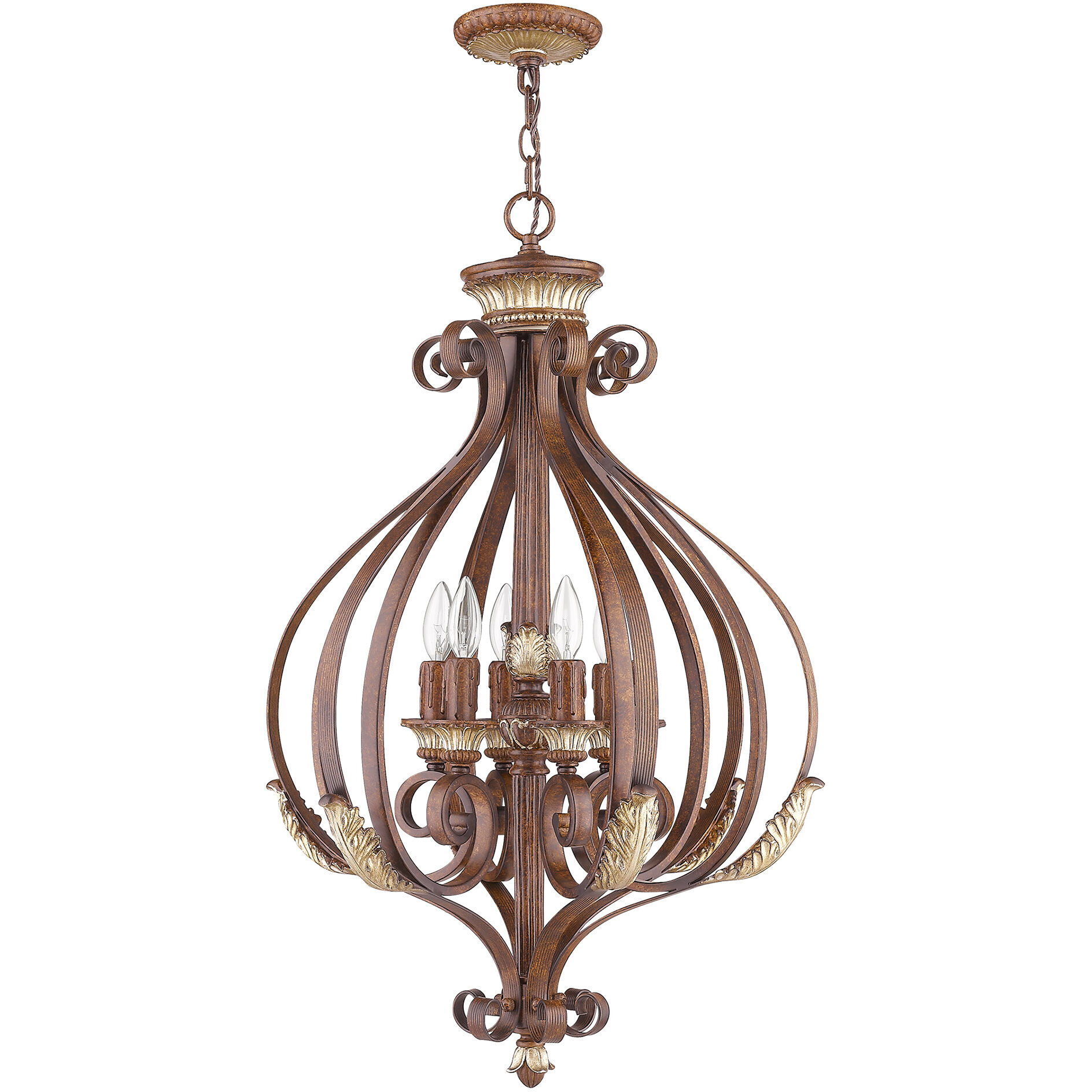 Villa Verona 6 Light 24 inch Verona Bronze with Aged Gold Leaf Accents Foyer Ceiling Light