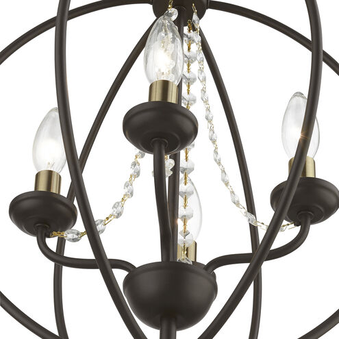 Arabella 4 Light 15 inch Bronze with Antique Brass Finish Candles Convertible Chandelier/ Semi-Flush Ceiling Light, Globe