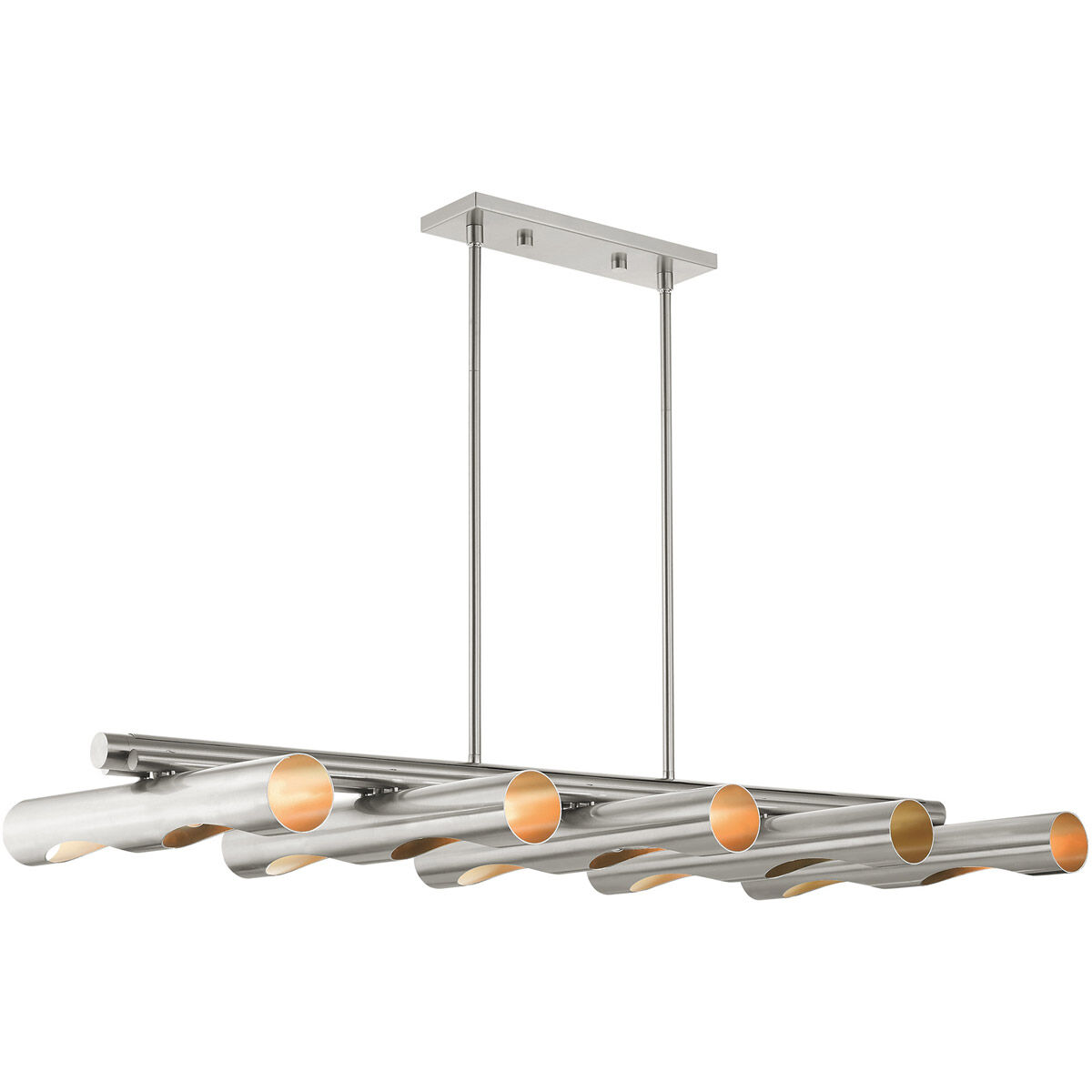 Novato 10 Light 50 inch Brushed Nickel Linear Chandelier Ceiling Light